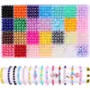 Set de Perlas Artificiales Perforadas Sueltas DIY Coloridas Redondas de ABS Materiales para Joyería Accesorios Caja de 24/28 Compartimentos