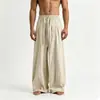 Pantalones de pierna ancha de algodón y lino estilo chino nuevo de verano 2026, moda vintage para hombre de talla grande transfronteriza, pantalones casuales para hombre