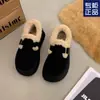 Zapatos Boken para Mujer de Terciopelo Cálidos Zapatos para Mujer 2025 Invierno Nuevos Zapatos Gorro Planos Zapatos de Piel Zapatos de Maternidad Zapatos de Algodón