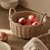 Cesta de Mimbre Personalizada para Pan, Cesta para Bollos al Vapor, Cesta de Almacenamiento para el Hogar, Decoración de Escritorio Tejida a Mano, Cesta para Guardar Huevos y Frutas