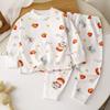Conjunto de Roupa Íntima de Algodão Antibacteriano 7A Roupas de Outono e Calças para Meninos Roupas de Bebê Roupas Quentes para Casa para Meninas