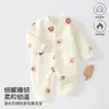 Mameluco de peluche para bebé Clase A con estampado de oso, mameluco con cremallera completa para recién nacidos, traje cálido de otoño e invierno para gateo de bebé