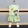 Traje de Chaleco de Verano para Niños Ropa con Estampado de Nezha de Dibujos Animados para Bebé Ropa Casual de Dos Piezas de Verano para Niños Pequeños Ropa Infantil