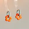 Pendientes de Flor de Color de Contraste Dopamina Frescos y Dulces Pendientes de Hebilla de Oreja Femeninos Nueva Moda Pendientes Distintivos Versátiles
