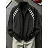Chaqueta de vuelo a rayas estilo americano para hombre, para principios de otoño, chaqueta corta de béisbol elegante, abrigo casual versátil para el día a día