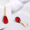 Pendientes de Gota de Agua de Ámbar Rojo Transmisión en Vivo, Pendientes Moldeables de Cera de Abeja Vieja Color Amarillo Grasa de Pollo Incrustados con Ganchos de Oreja Borgoña Pendientes de Plata 925