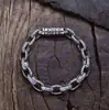 Pulseira Clássica em Prata Esterlina 925 com Estampa Rachada Envelhecida com Pulseira Personalizada Estilo Punk Dominador Masculino Venda Direta da Fábrica