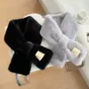 Súper Cálido~ Bufanda para Mujer en Otoño e Invierno Tela Ins Etiqueta de Tela Estilo Coreano Versátil Cruzada Imitación Piel Conejo Rex Piel Felpa Protector de Cuello