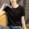 Camiseta de Manga Corta de Algodón Mercerizado con Toque Fresco de Nitrógeno Líquido para Verano, Cuello Redondo, Transpirable, Casual para Jóvenes, Color Sólido para Hombres y Mujeres