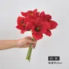 Flor Artificial Amarílis Decoração para Casa Sala de Estar Enfeites 5 Buquês Artificiais Amarrados à Mão Flores Artificiais Toque Pu Clívia Vermelha