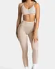 Conjunto deportivo de dos piezas teveo transfronterizo sin costuras para exteriores con bloques de color: sujetador deportivo, shorts, pantalones largos, conjunto de yoga, ropa de fitness, ropa de yoga