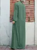 Fábrica de Origen Aliexpress Moda Femenina Transfronteriza Cárdigan con Cuello Alto y Bolsillos Mangas Abullonadas Vestido Verde