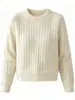 Suéter de punto trenzado de cuello redondo estilo coreano para mujer, nueva colección otoño/invierno, elegante y versátil, jersey base de ajuste holgado