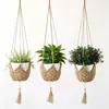 Bolsa de red tejida para maceta de jardinería transfronteriza, correa colgante de cuerda de algodón tejida a mano, cesta colgante de estilo pastoral para interiores y exteriores