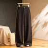 Pantalones de Lana Acampanados para Mujer Invierno Engrosados Cálidos Pierna Recta 2026 Nuevos de Cintura Alta Holgados con Caída Casual