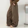 Calça Casual Feminina Primavera e Outono 2026 Nova Moda Estilo Coreano Roupa de Trabalho Calça de Perna Larga para Meninas Mais Velhas Roupa Infantil Transfronteiriça