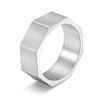 Anillo Octagonal Simple Cepillado Grabado Personalizado de Acero de Titanio para Hombre INS Nicho para Hombre Moderno Joyería de Mano de Acero Inoxidable en stock