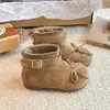 Botines Cortos de Terciopelo para Niñas Botas tipo Martin de una Sola Capa para Niños 2026 Nuevo Estilo de Otoño Botas Hinchadas con Lazo para Niñas Botas Individuales