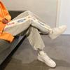 Pantalones con alfabeto de primavera y otoño para hombre, estilo coreano, modernos, de marca, deportivos, holgados e informales, con cordón ajustable en la pierna.