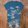 Blusas de manga corta para mujer transfronterizas, camisetas de cuello en V para mujer con diseño estilo chino y estampados florales, impresión 3D, disponibles para venta al por mayor a partir de una pieza