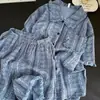 Pijama de Verano Nuevo Estilo de Gama Alta Sencillo con Borlas para Mujer, Conjunto de Shorts de Encaje de Manga Corta de Verano, Adecuado para Salir y Usar en Casa
