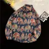 Estilo Harajuku Dibujo Lineal y Floral Camisa Floral de Manga Larga Estilo Hong Kong Retro Estilo Japonés Unisex Fresca Otoño