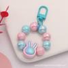 Llavero para coche con cuentas de conejo acrílico bicolor, creativo, colgante, funda para auriculares, bolsa decorativa