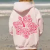 Sudadera con capucha para mujer 2025, talla europea nueva, mangas caídas, con hilo, marca Hibisco Hawaiano, con estampado