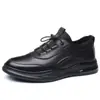 Sapatos Masculinos Primavera Novo Casual Negócios Couro Versátil Moda Tendência Amortecimento a Ar Elástico Preto Esportivos Couro