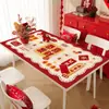 Mantel de Mesa de Año Nuevo, a Prueba de Aceite, Impermeable, No Requiere Lavado, Anti-Quemaduras, Mantel para Mesa de Café con Atmósfera Roja, Protector de Mesa con Dibujo Animado del Año del Caballo