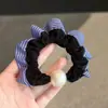 Tira para el pelo de perla con retazos de satén a rayas azules, cuerda para el pelo, estilo coreano, nicho, versátil, banda elástica, accesorio para el pelo diario, accesorio para la cabeza