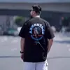 Ropa de Verano Nueva para Hombre Tallas Grandes Marca de Moda Algodón Puro Pesado Holgada Oversize Camiseta de Manga Corta Pulóver