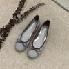 Zapatos de Tacón Plano con Moño y Punta Cuadrada para Mujer, Zapatos Planos, Tacón Bajo, Suela Suave, Zapatos de Ballet para Boda, Cómodos para Conducir, para Mujeres Embarazadas, Todas las Estaciones