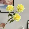 Boda Artificial 3 Cabezas Rosa Cuerno Grande Rosa Diamante Rosa Seda Hogar Decoración Suave Flor Falsa Salón de Bodas Pasillo Arreglo Floral
