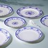 Prato de melamina azul e branco porcelana disco plástico prato plano chinês fast food prato restaurante negócio hotel osso prato talheres