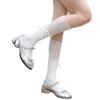 Calcetines de pantorrilla con encaje estilo ballet dulce con orejas de madera para primavera y verano, calcetines de mujer con lazo cosido, calcetines de tubo hueco apilados