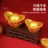 Adorno Qi Qi Fortuna Yuanbao Artesanía de Resina Yuanbao Realista de Oro Sólido Decoración Regalo