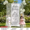 Decoração de Cenário de Aniversário ao Ar Livre Estilo Livro Vermelho Pequeno, Painel de Rede para Sessão de Fotos de Menina de 10 Anos com Sensação de Alto Padrão