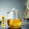 Tetera de Vidrio para Celebridades de Internet Tamaño Tetera Pingüino Transparente Engrosada Tetera de Flores Gran Capacidad Filtro Infusor de Té