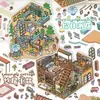 Pegatinas de Paisaje Azul Estilo Dibujos Animados, Pegatinas Lindas de Escena de Casa Miniatura 3D, Pegatinas para Diario de Escena para Aliviar el Estrés