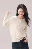 Nuevo cárdigan de lana tejido a cable con cuello redondo para mujer 2026, color liso, corte holgado, estilo casual, prenda exterior de punto versátil para otoño e invierno