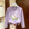Camiseta de Manga Longa para Meninas 2026 Novo Modelo Camiseta Básica de Algodão Puro para Crianças Top de Gola Redonda Roupa Íntima Fofa para Meninas