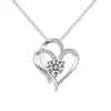 Collar de Plata de Ley S925 con Moissanita y Diseño de Corazón Doble, Cadena para Clavícula de Mujer, Joyería con Colgante en Forma de Corazón, Exclusivamente para Ventas Transfronterizas