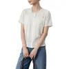 Selección de Verano 2026: Camisa Blanca de Manga Corta, Estilo Casual, Simple, Versátil, Cintura Fruncida para Ceñir, para Transmisión en Vivo y Distribución
