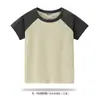 Camiseta de manga corta estilo americano Yupai personalizada, diseño impreso, para padres e hijos, estudiantes, corte holgado, moderna, raglán, personalización