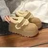 Zapatos de Algodón para Nieve de Suela Gruesa para Mujer Invierno 2026 Nuevo Estilo Felpa Gruesa Antideslizantes Calientes para Exteriores Mayor Altura Zapatos Retro Birkenstock
