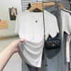 Playera de Manga Corta Tejida para Mujer, Hombro Verano, Diseño de Nicho, Cuello Redondo Pequeño, Top Ajustado, Camiseta Básica