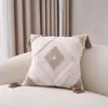 Algodão e Linho Boho Estilo Ins Almofada Sofá Sala de Estar Almofada Cabeceira Encosto Janela Saliente Borla Capa de Almofada com Enchimento