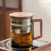 Taza de Separación de Té y Agua con Mango de Nogal Tapa de Madera Taza de Té Nueva Taza de Té Verde China Nueva Oficina Taza de Tres Piezas Set de Té