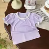 Nueva Moda Stylish Camiseta de Verano Linda para Bebés Niñas, Estilo Coreano Borde de Encaje Dulce Versátil Trendy Top